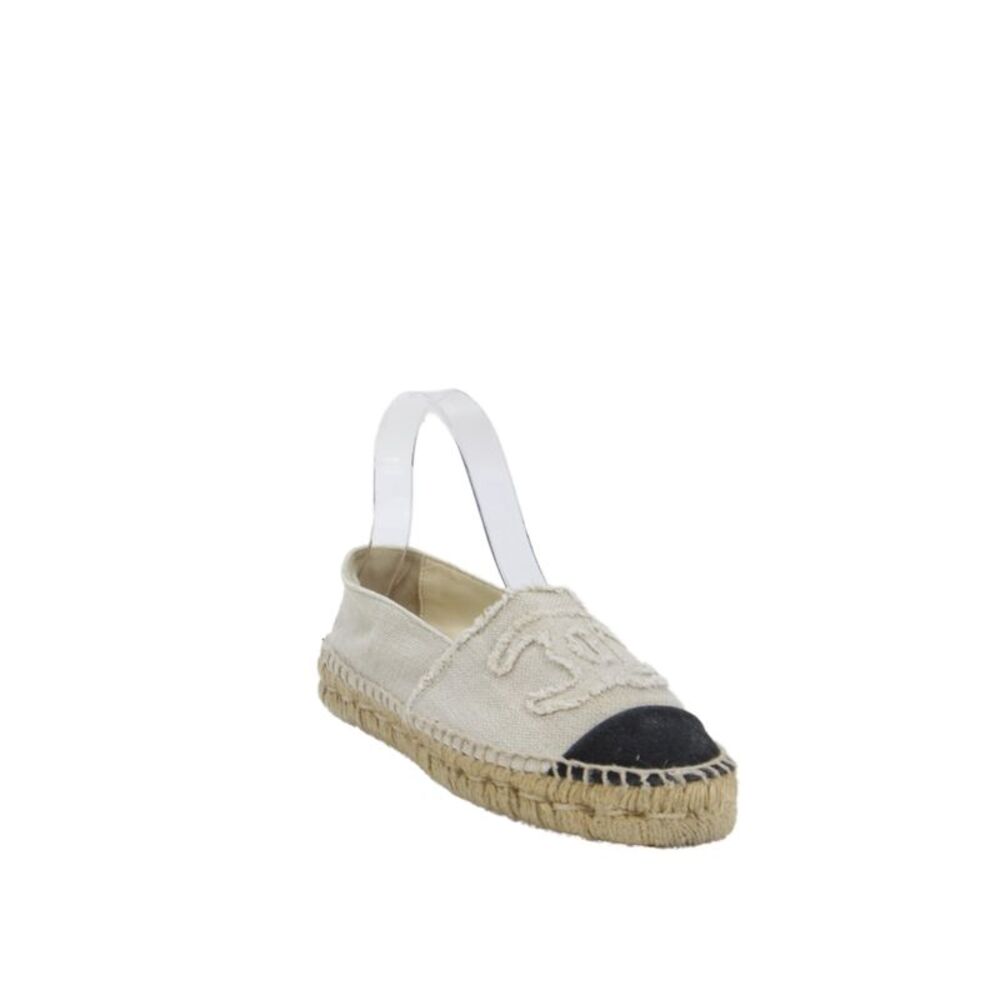 Chanel Women's Round Toe Espadrille Slip-On Loafers Shoes Beige Size 6.5